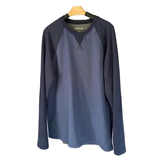 Orvis Men’s Long Sleeve Lounge Shirt M Heathered Blue Outdoor Base-layer Crew - Picture 1 of 8